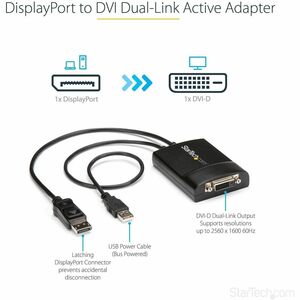 StarTech.com DisplayPort to DVI Dual Link Active Adapter Converter - DP to Dual Link DVI-D Active Adapter - 2560x1600 - 3D support