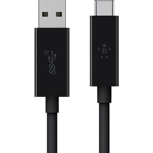 Belkin 3.1 USB-C to USB-A Cable (1M) (USB Type-C) - (F2CU029bt1M-BLK), 60W, 10Gbps, Thunderbolt 3, Samsung Galaxy, iPad, MacBook, 2 Years Warranty