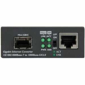 StarTech.com Gigabit Ethernet Fiber Media Converter with Open SFP Slot - Supports 10/100/1000 Networks - Copper Ethernet to Fiber Media Converter with auto MDIX - Compact Metal Housing