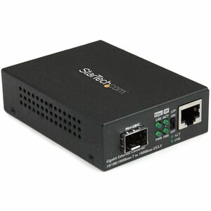 StarTech.com Gigabit Ethernet Fiber Media Converter with Open SFP Slot - Supports 10/100/1000 Networks - Copper Ethernet to Fiber Media Converter with auto MDIX - Compact Metal Housing