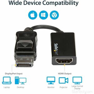 StarTech.com DisplayPort to HDMI Adapter - DP to HDMI Converter - UHD 4K 60Hz - Connect your DP computer to an HDMI display using this converter which supports Ultra HD resolutions