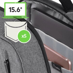 BELKIN 15.6IN CLASSIC PRO BACKPACK - GREY