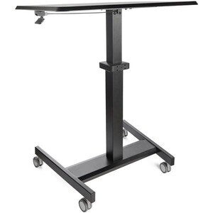 StarTech.com Mobile Standing Desk - Portable Sit Stand Ergonomic Height Adjustable Cart on Wheels - Rolling Computer/Laptop Workstation Table with Locking One-Touch Lift for Teacher/Student (STSCART2)