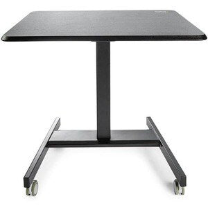 StarTech.com Mobile Standing Desk - Portable Sit Stand Ergonomic Height Adjustable Cart on Wheels - Rolling Computer/Laptop Workstation Table with Locking One-Touch Lift for Teacher/Student (STSCART2)