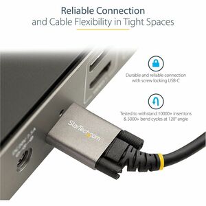 StarTech.com 3ft (1m) Side Screw Locking USB C Cable 10Gbps - USB 3.1/3.2 Gen 2 Type-C Cable - 100W (5A) Power Delivery Charging DP Alt Mode - Dual Screw Lock - USB-C Cord Charge/Sync