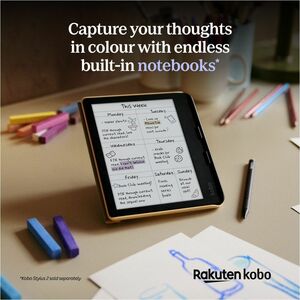 Kobo Libra Colour 7IN E Ink KaleidoTM 3 Color Display Kobo Stylus 2 Compatibility Waterproof Black