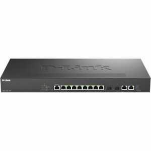 D-LINK 12-Port Multi-Gigabit Smart Managed PoE+ Switch with 8 2.5G PoE+ ports 2 10GBASE-T and 2 10G SFP+ ports. PoE budget 240W.