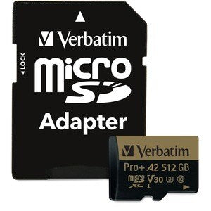 Verbatim Micro SDXC 512GB Class 10 UHS-I A2 V30 U3 /w Adaptor