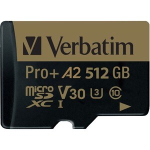 Verbatim Micro SDXC 512GB Class 10 UHS-I A2 V30 U3 /w Adaptor