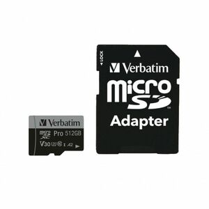 Verbatim Pro Micro SDXC 512GB Class 10 UHS-I U3 w/ Adaptor