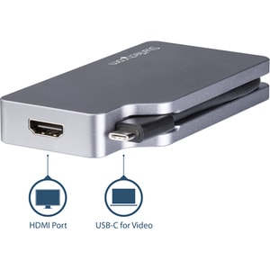 Startech CDPVDHDMDPSG, A/V Adapter, 1 x24-Pin USB-C Male, 1x25-Pin DVI-D Female, 1x19-pin HDMI Female, 1x20-Pin Mini DP Female, 1x15-pin HD-15 VGA Female, Space Gray, 3 Year Warranty