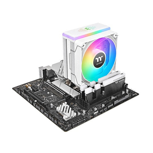 Thermaltake CL-P137-AL12SW-A, ASTRIA 200 ARGB Sync CPU Cooler, Fan Size: 120mm, PWM: 500-1800 RPM, Air Flow: 65 CFM, Single Fan, White, Intel Socket LGA 2066, 2011, 1851, 1700, 1200, 1156, 1155, 1151, 1150, 1150_x000B, AMD AM5, AM4, 2 Year Warranty