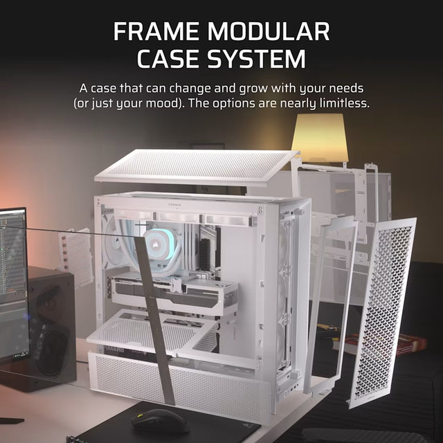 Corsair FRAME 4000D RS Modular Mid-Tower PC Case - White, ATX, 430mm GPU, 170mm CPU cooler, 360mm rad, 1x USB-C 3.2 Gen 2