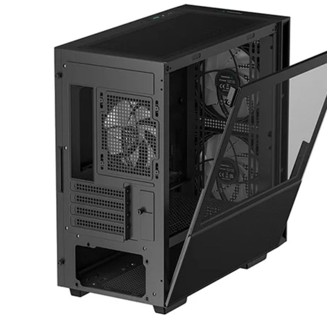 DeepCool CH360 Black Micro ATX Case, Tempered Glass Window, 1x USB 3.0, 1x USB-C, HD Audio, 2x 140mm ARGB and 1x 120mm ARGB Pre-installed Fans
