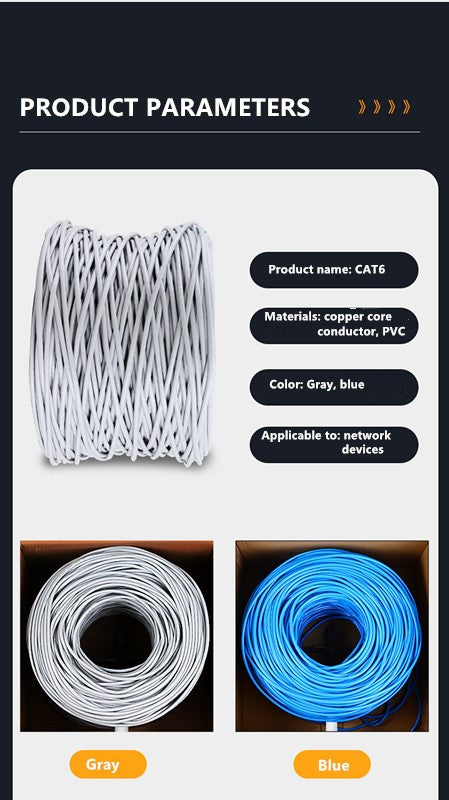 8Ware 350m CAT6 Cable Roll Blue Bare Solid Copper Twisted Core PVC Jacket >305m Cable Roll on Wooden Rell