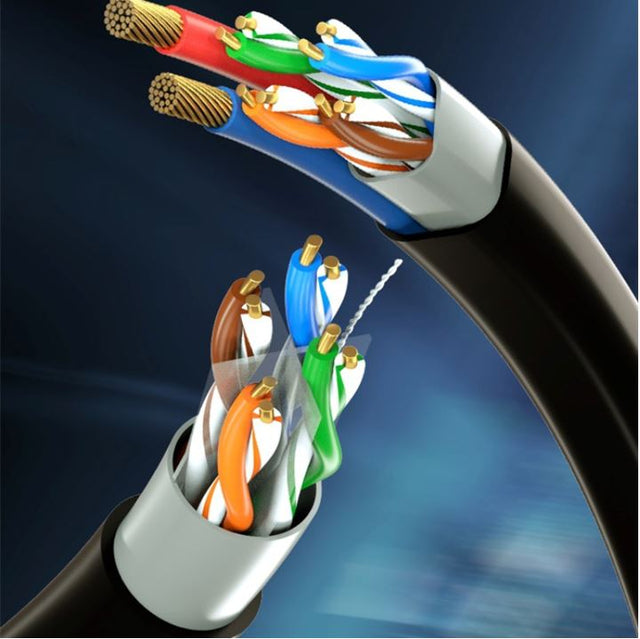 8Ware 350m CAT6A Ethernet Outdoor Underground Shielded External LAN Cable Roll on Rell Box Black Copper Twisted Core PE Jacket 23AWG >305m