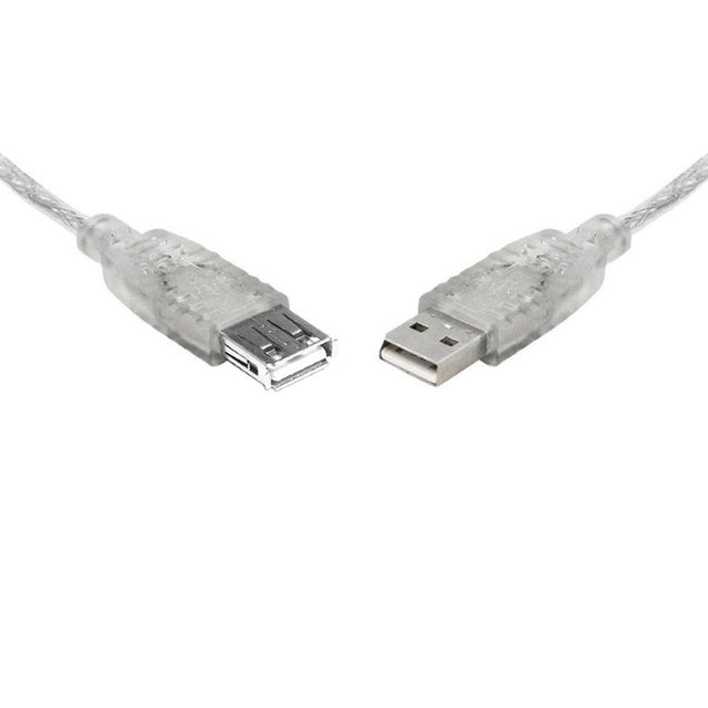 8ware UC-2002AAE, USB 2.0 Extension Cable Type A to A M/F Transparent, 2m, 1 Year Warranty