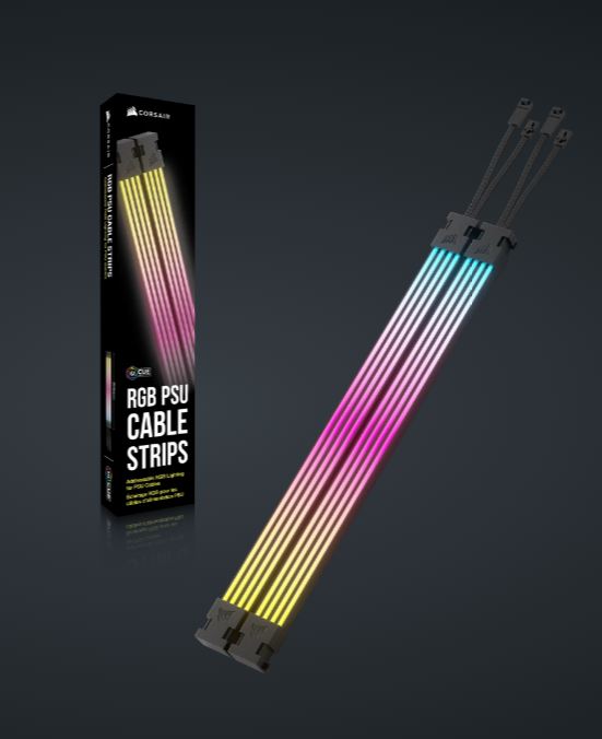 Corsair (LSCorsair ARGB PSU Cable Strips: 2x230mm, 100 ARGB LEDs/strip, 5V ARGB/iCUE