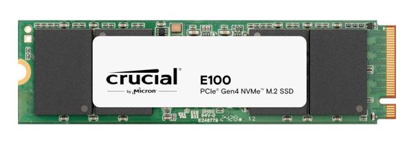 Micron (Crucial) Crucial E100 2TB Gen4 NVMe SSD 5000/4500 MB/s R/W 100TBW 350K/460K IOPS 1M hrs MTTF M.2 2280 PCIe4 3yrs ~Crucial P3 Plus