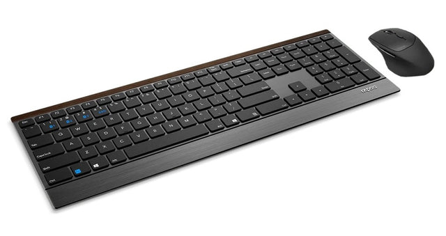 RAPOO 9500M Bluetooth & 2.4G Wireless Keyboard Mouse Combo Black- Multi-Device connection - Adjustable1600DPI 4.5mm Ultra-Slim. 12 Months Battery Life