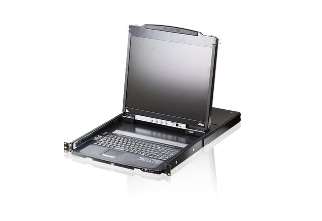 Aten Rackmount Dual Rail LCD Console VGA PS/2-USB w/ 19" LCD Display, 1x Custom KVM Cable Included, 1280x1024@75hz Display, LED Illumination