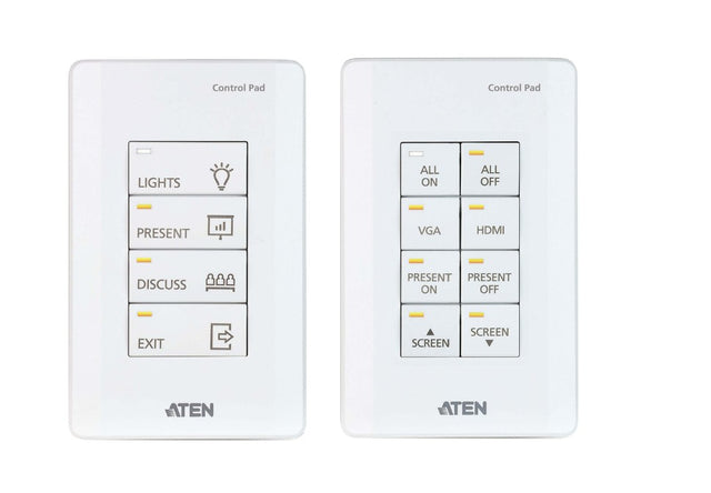 Aten 8 Button Control Pad with 1 Gang US wall plate, 2 RS232, 2 relay, 1 Digital I/O and Ethernet connection support, 14 button layouts available