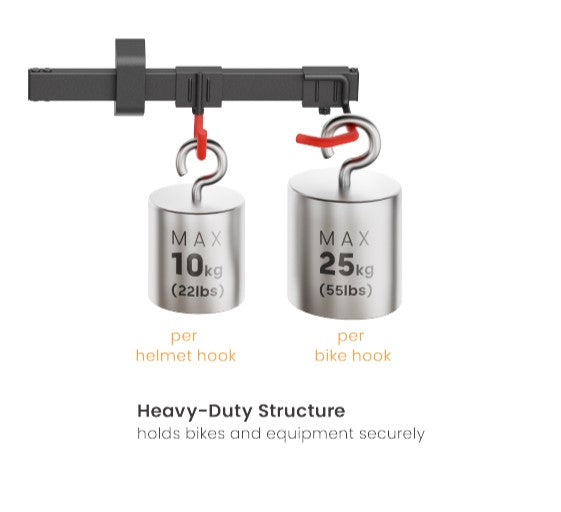 Brateck LBM09-02 CATCH-ALL WALL MOUNTED BIKE RACK FOR 2 BIKES (Black) (LS)