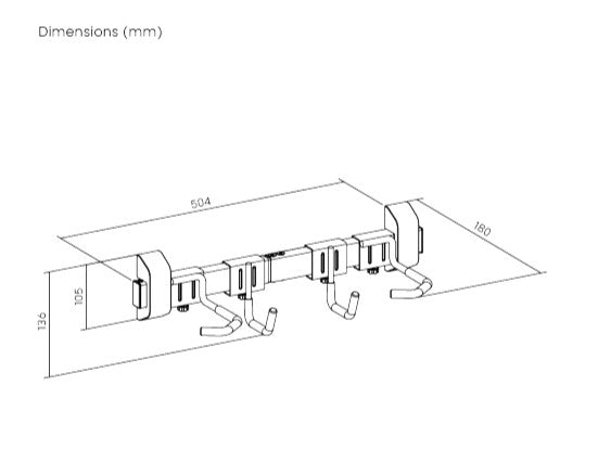 Brateck LBM09-02 CATCH-ALL WALL MOUNTED BIKE RACK FOR 2 BIKES (Black) (LS)