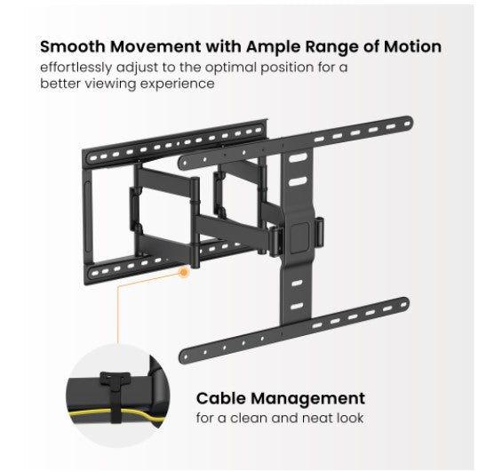 Brateck LPA83-466 MODERN ULTRA-SLIM FULL-MOTION TV WALL MOUNT For most 43"-90" TVs (LS)