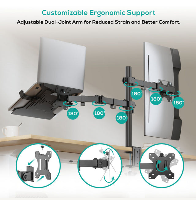 mbeat® activiva ErgoLife Dual Monitor Screen Double Joint Monitor Arm is a versatile and economical solution for dual 13”-32” screens