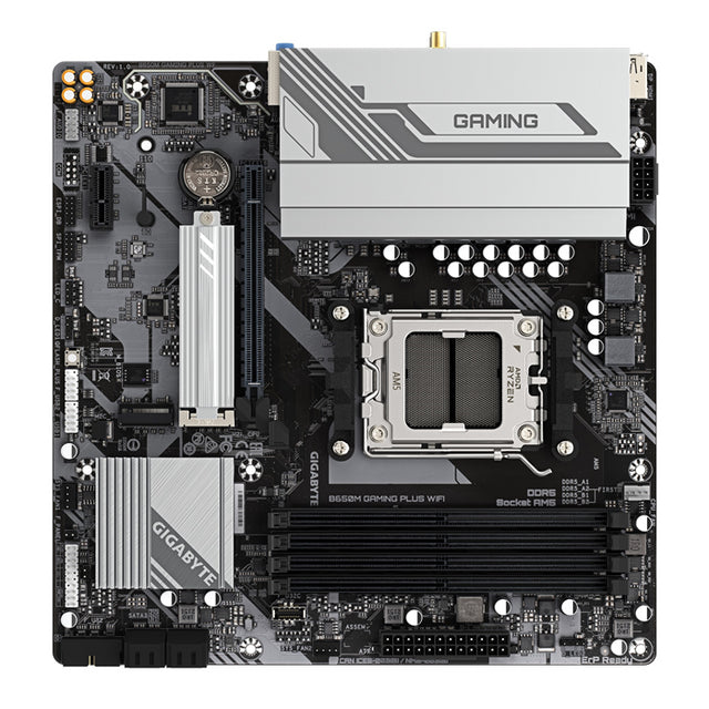 Gigabyte B650M GAMING PLUS WIFI MB, B650, 4x DDR5, 1x PCI-E 4.0 x16, 2x M.2, 4x SATA, 3x USB 3.2, 1x USB-C 3.2, 2x DisplayPort 1.4, 1x HDMI 2.1, Micro ATX, WIFI 6E, BT 5.3, 2.5GbE LAN, Smart Fan 6, Q-Flash Plus, 3 Year Warranty