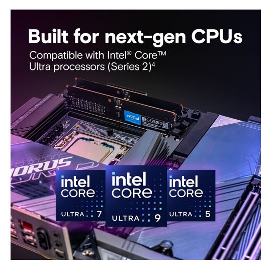 Micron (Crucial) Crucial 16GB (1x16GB) DDR5 CUDIMM 6400MHZ CL52 Desktop PC Memory for Intel Core Ultra Processors AI PC