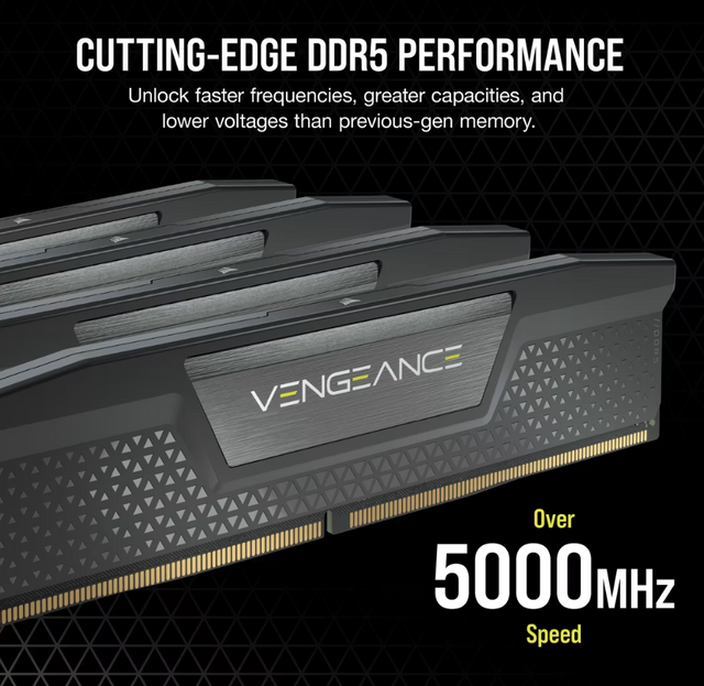 Corsair VENGEANCE® RGB 192GB (4x48GB) DDR5 DRAM 5200MT/s CL38 Memory Kit — Black optimized for Intel® motherboards