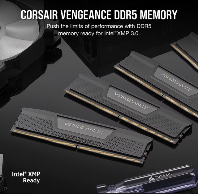Corsair VENGEANCE® RGB 192GB (4x48GB) DDR5 DRAM 5200MT/s CL38 Memory Kit — Black optimized for Intel® motherboards