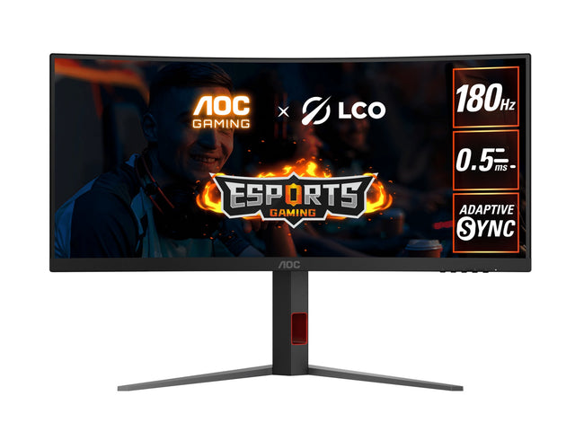 AOC 34" WQHD VA,1500R,180Hz,1ms,Adaptive Sync,HDR10,Shadown Control,Dark Boost,Flicker Free,Low blue mode,Gaming mode