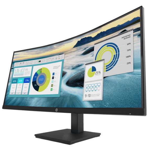HP P34hc G4 34" WQHD 4K CURVED 21:9 3440x1440 Height Adjust Tilt USB-C (65W PD) DP HDMI Speakers USB 3yrs wty