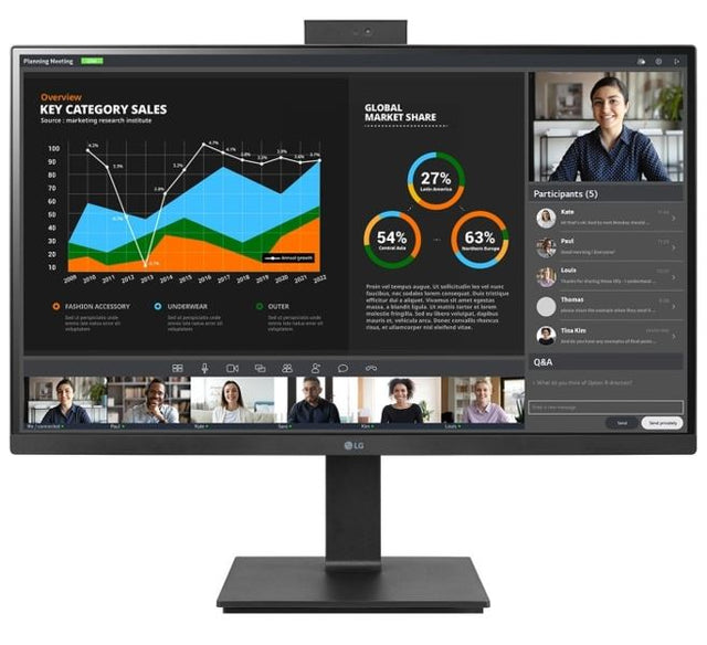 LG 27" IPS 5ms 2K Webcam & Mic, QHD (2560x1440) Pivot Monitor with Built-in Full HD Webcam, Daisy Chain & USB Type-C, Reader Mode, Adjustable Height