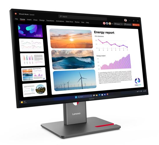 LENOVO ThinkVision T24i-30 23.8"/24" 60Hz QHD Monitor 2K 2560x1440 16:9 Height Adjustable Tilt Swivel Pivot HDMI DP1.4 DP VGA USB Hub VESA 3yr