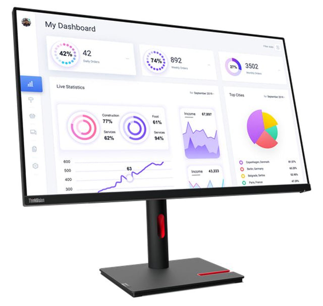 LENOVO ThinkVision T32p-30 31.5"/32" UHD Monitor IPS 4K 3840x2160 16:9 Anti-Glare Height Adjustable Tilt Swivel Pivot DP HDMI 90W USB-C 4xUSB3.1 Hub