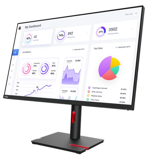 LENOVO ThinkVision T32p-30 31.5"/32" UHD Monitor IPS 4K 3840x2160 16:9 Anti-Glare Height Adjustable Tilt Swivel Pivot DP HDMI 90W USB-C 4xUSB3.1 Hub