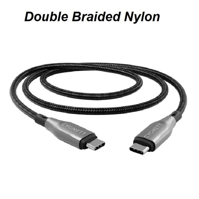 Cygnett Armoured USB-C to USB-C (2.0) Cable (2M) - Black (CY4676PCTYC), 5A/100W, Braided, 480Mbps Transfer, Fast Charge, Best for Laptop, 5 Yrs