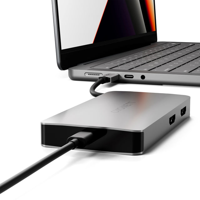 Cygnett Unite 6-in-1 USB-C Hub Adapter 2xUSB-A 3.0 1xUSB-C 3.0 1 USB-C 100W PD 2x HDMI 8K 5GBPS Data Speed 15cm Cable with Aluminum housing, 2 Yrs