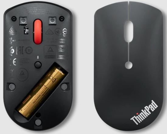 LENOVO ThinkPad Bluetooth Silent Mouse - Dual-Host Bluetooth 5.0 to Switch Between 2 Devices,DPI Adjustment: 2400, 1600, 800, 1YR Battery Life