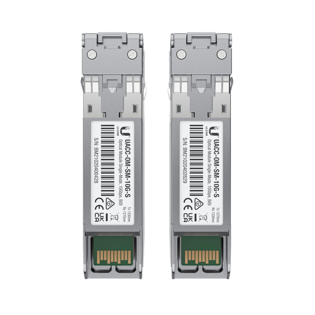 Ubiquiti UFiber SFP+ Single-Mode Module, 10G BiDi, 2 Pack, Same 10 Gbps Speed, Less Cable Required (Single Strand, LC Connector), 2Yr Warr