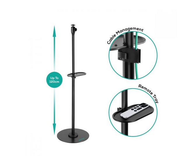 mbeat® activiva Universal Mini Projector Floor Stand offers 360° rotation, adjustable height, and universal compatibility