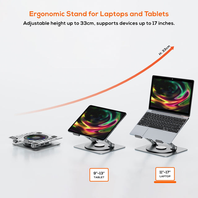 mbeat Stage S8 Rotating Laptop Stand with RGB Cooling Fan and USB Ports Material: Aluminium alloy Package Weight: 1.08kg