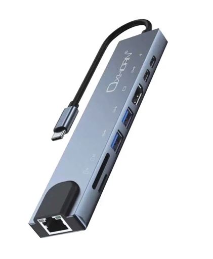 Just You PC Oxhorn SuperSpeed 8-in-1 USB C to HDTV Adapter Hub 1xHDMI 4K 1xEtherne LAN 2 xUSB 3.0 Type C Type C (PD) Card Reader(TF/SD) Aluminum Dock Station