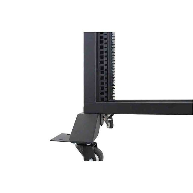 LDR Flat Packed 22U 2-Post Open Frame Rack, Black Metal Construction