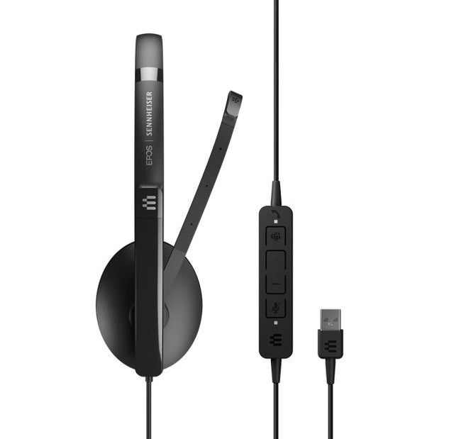 EPOS ADAPT 160T USB II On-ear, double-sided USB-A headset with in-line call control and foam earpads. Certified for Microsoft Teams