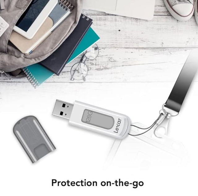 Lexar V100 128GB JumpDrive® USB3.0 Flash Drivee, up to 100MB/s read allows you to quickly and easily store and transfer your favorite photos, videos